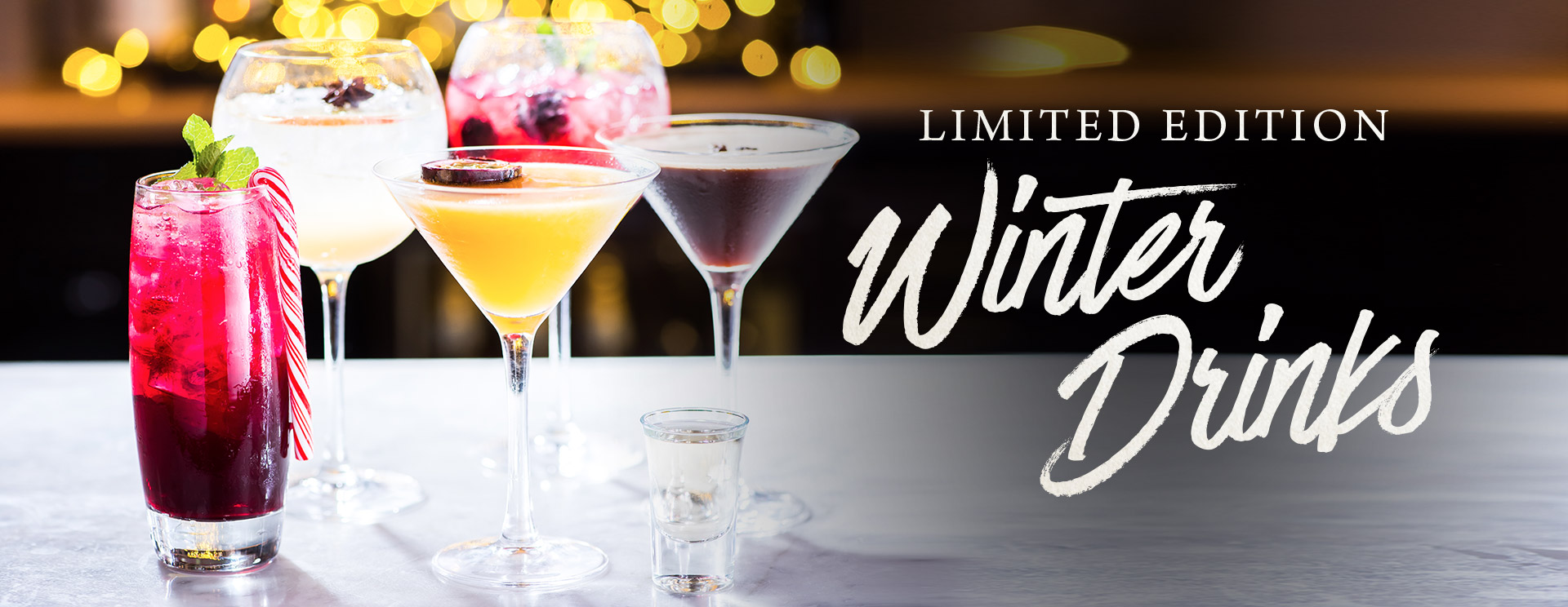Winter cocktails and long drinks at The Mossbrook Inn